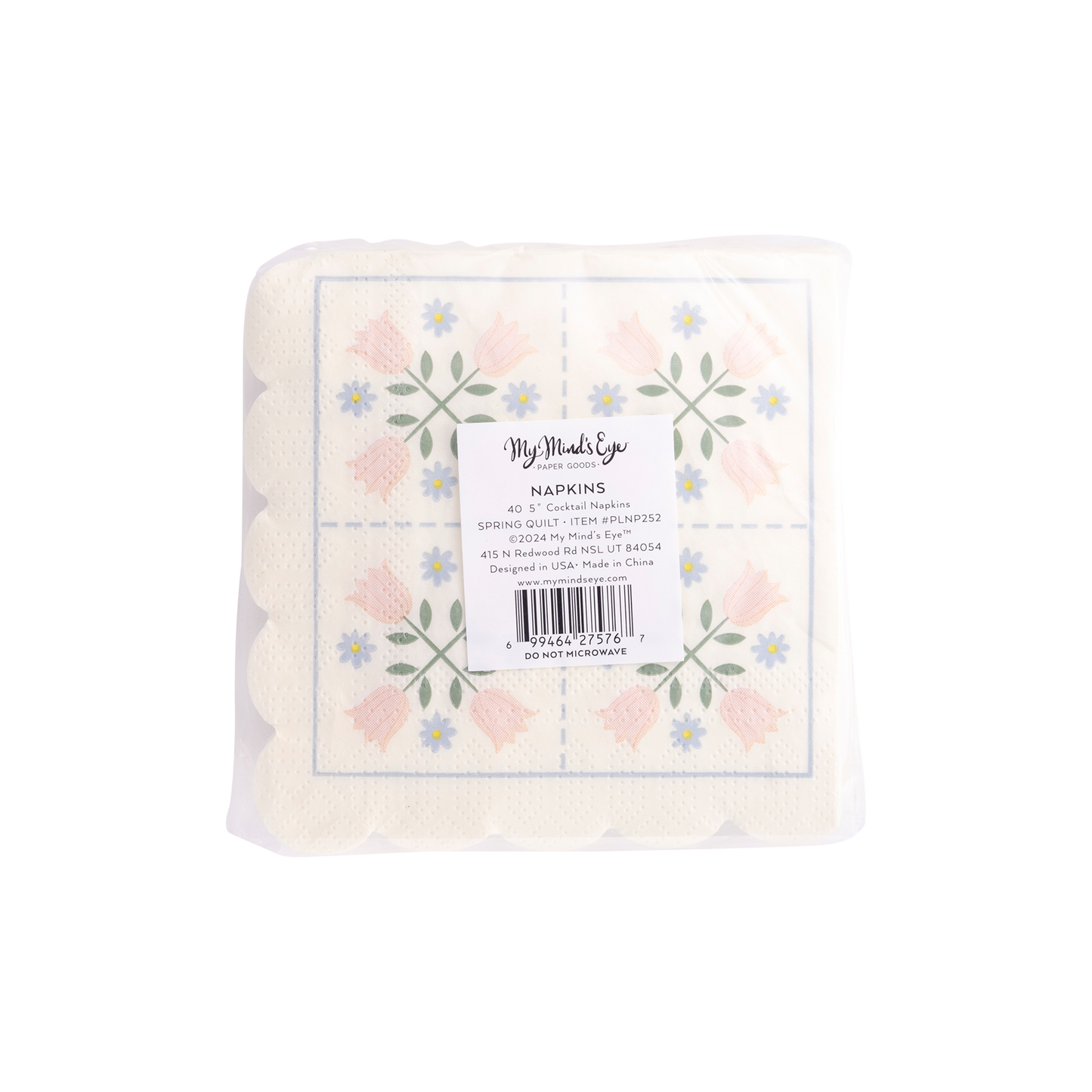 Spring Quilt Scallop Paper Cocktail Napkin