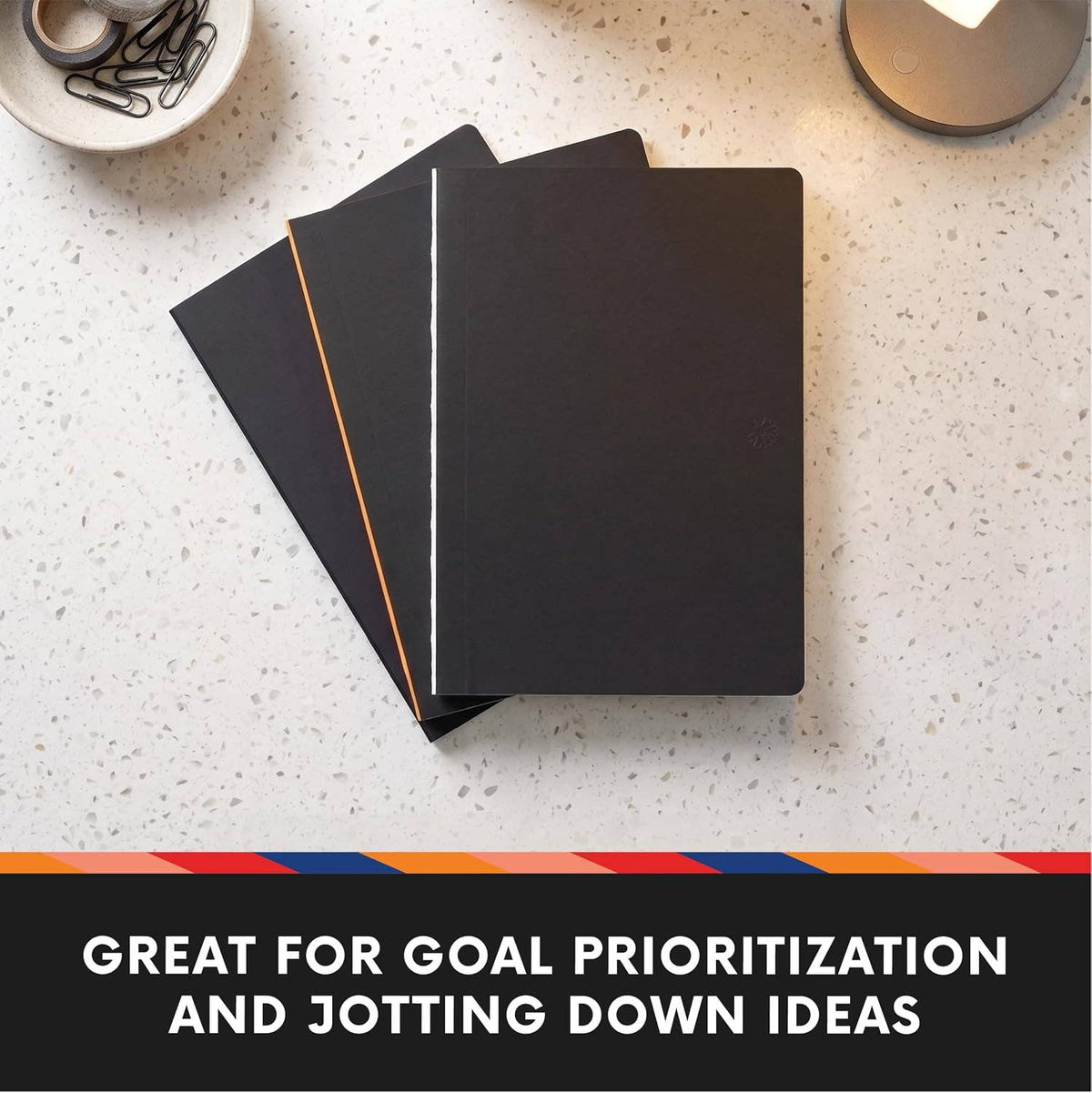 Lay Flat Dot Grid Notebook 6x8.5in, Black Spine