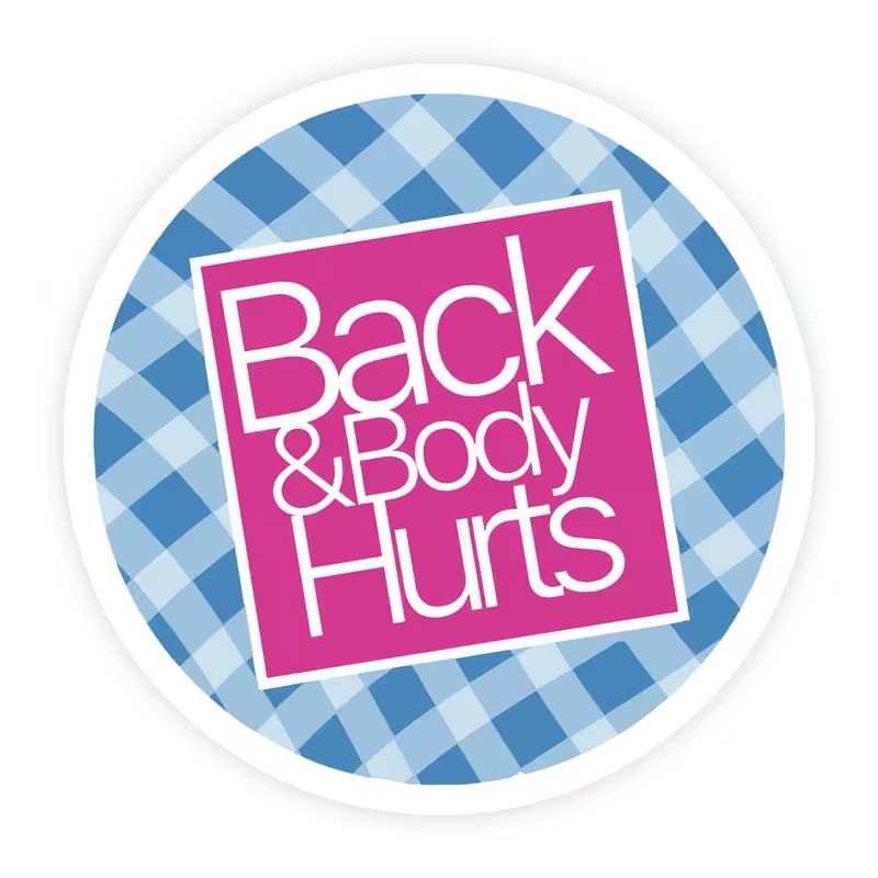 Back & Body Hurts Funny Gingham Parody Sticker