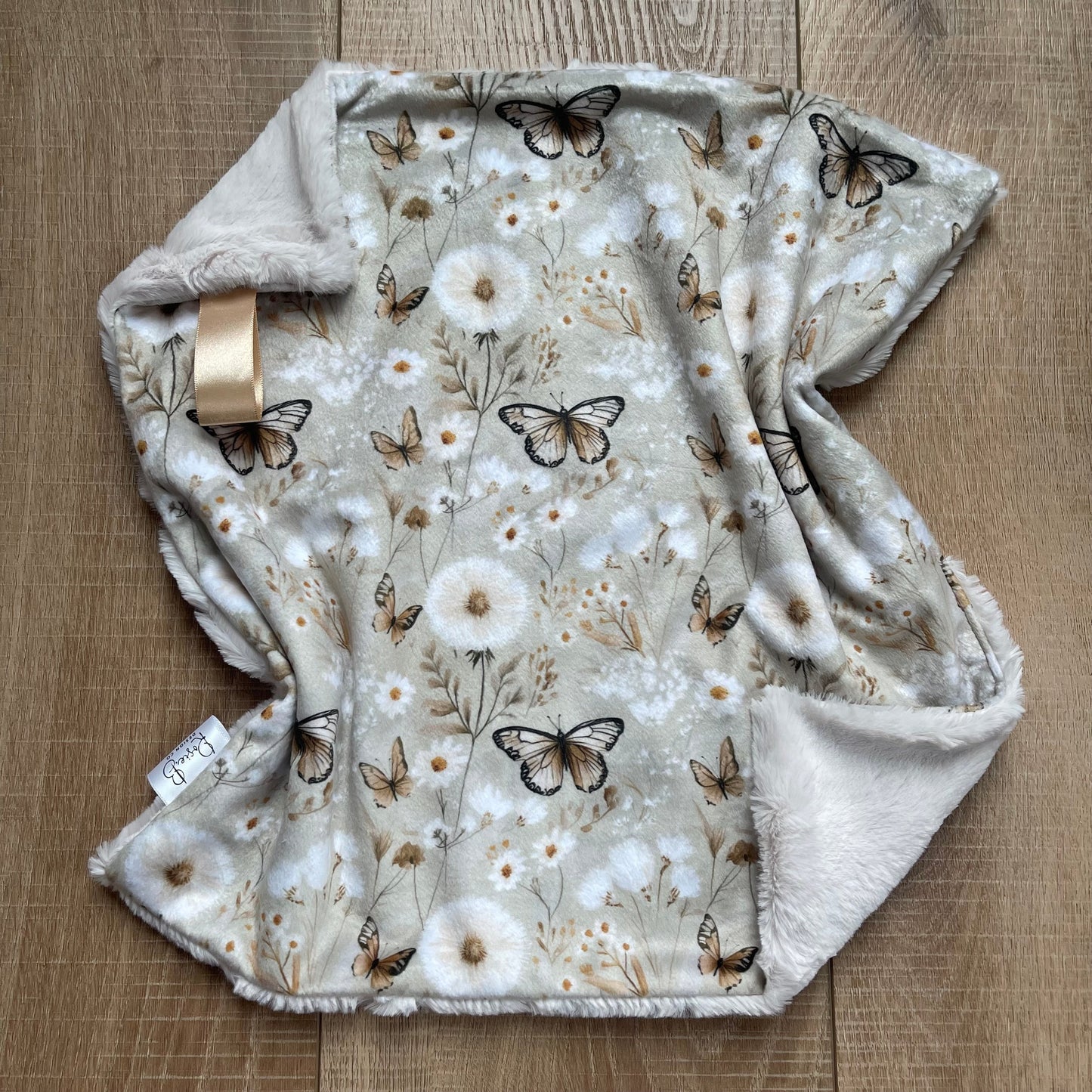 Lovey - Beige Butterflies and Flowers w/Pearl
