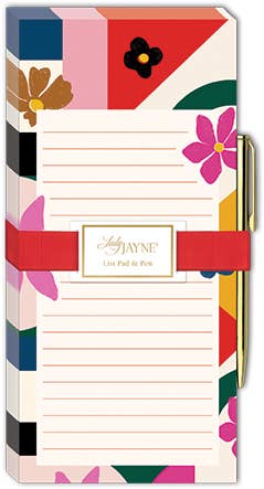 Magnetic Wide List pad With Pen MODERN MOM GEO FLORAL