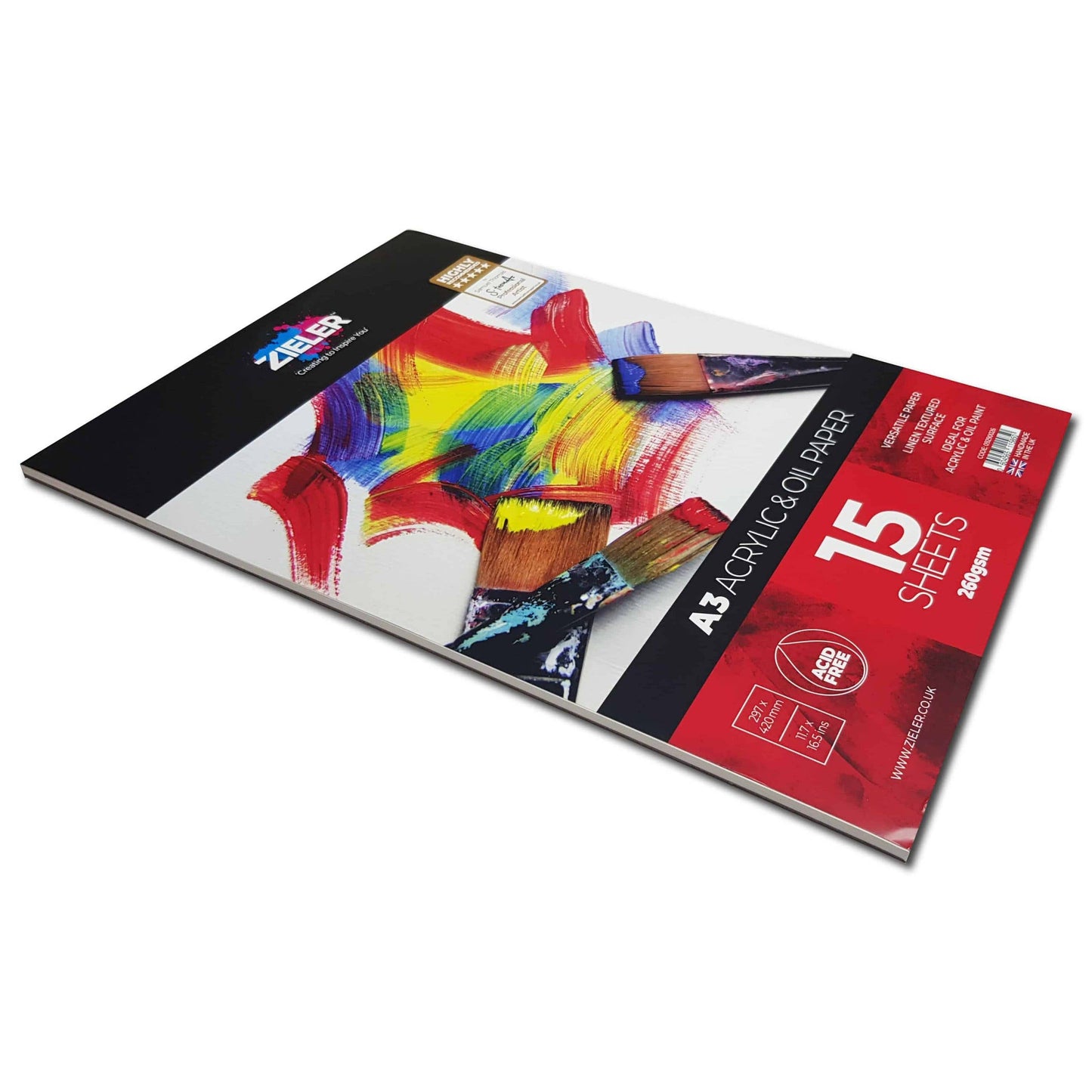 A4 Bound Acrylic & Oil Pad Textured 300gsm, 15 sheets
