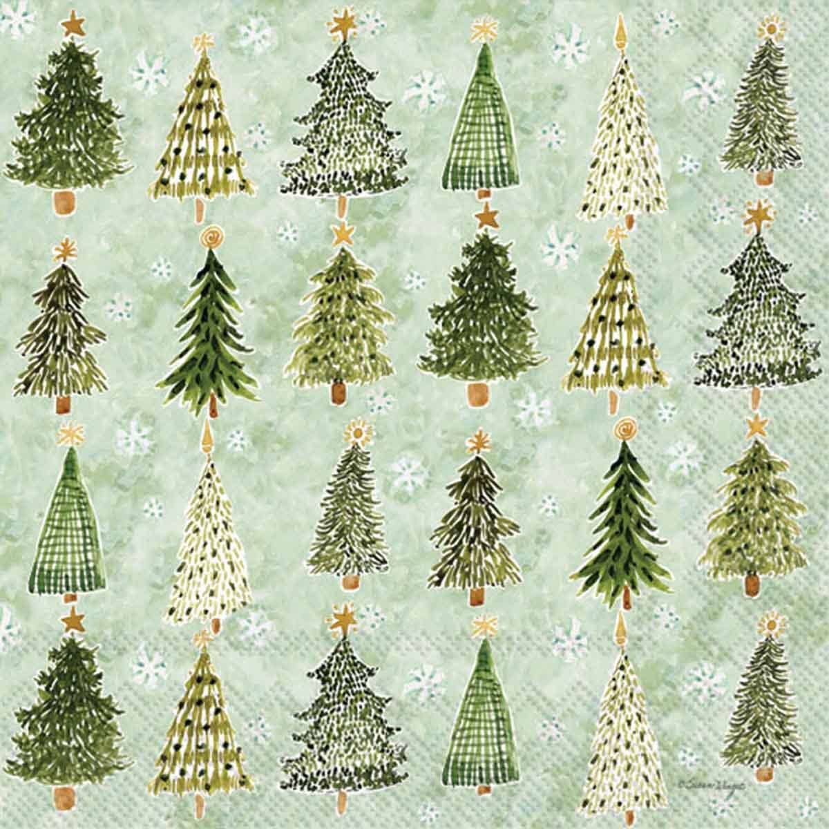 Paper Cocktail Napkins 20 Ct Christmas Tree Pattern