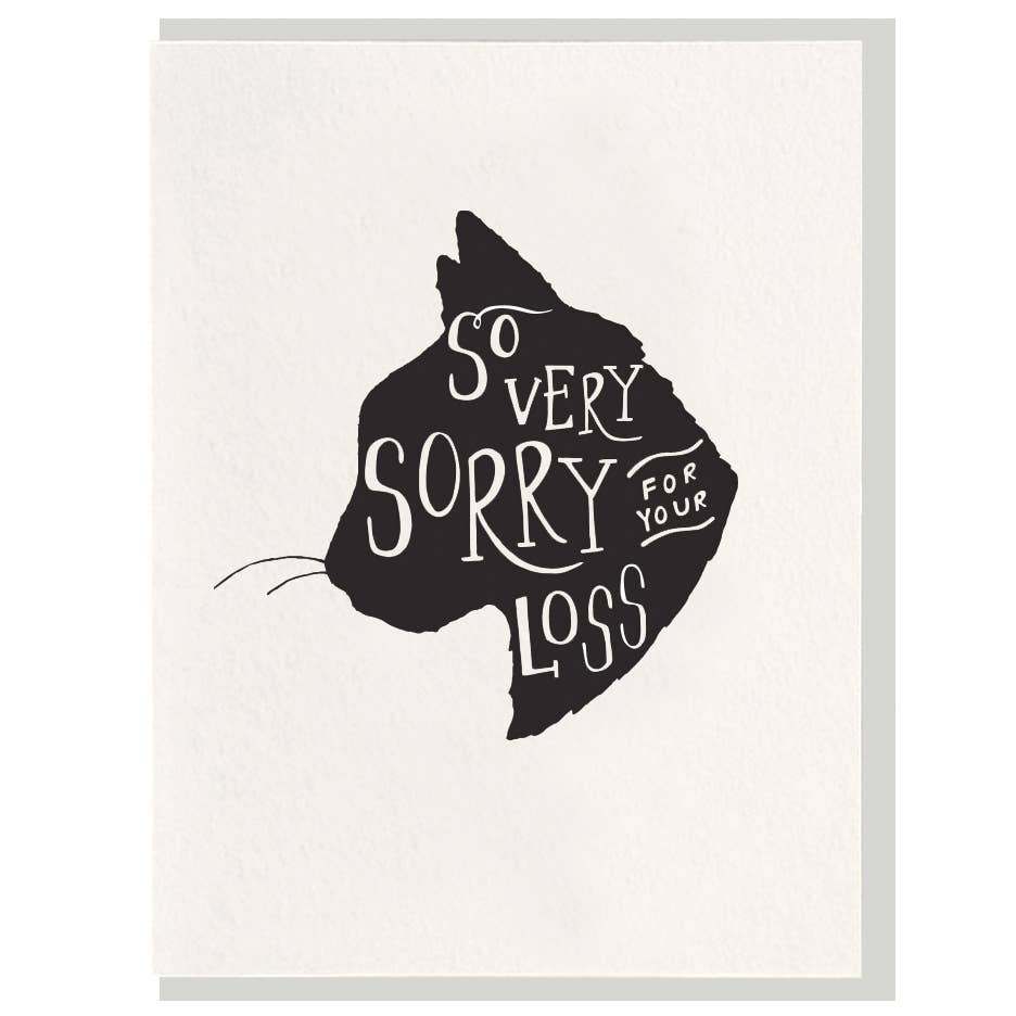 So Very Sorry Cat Sympathy Letterpress Card