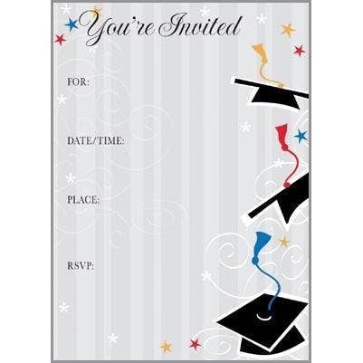 Fill In Invitation - Hats and Grey Stripes