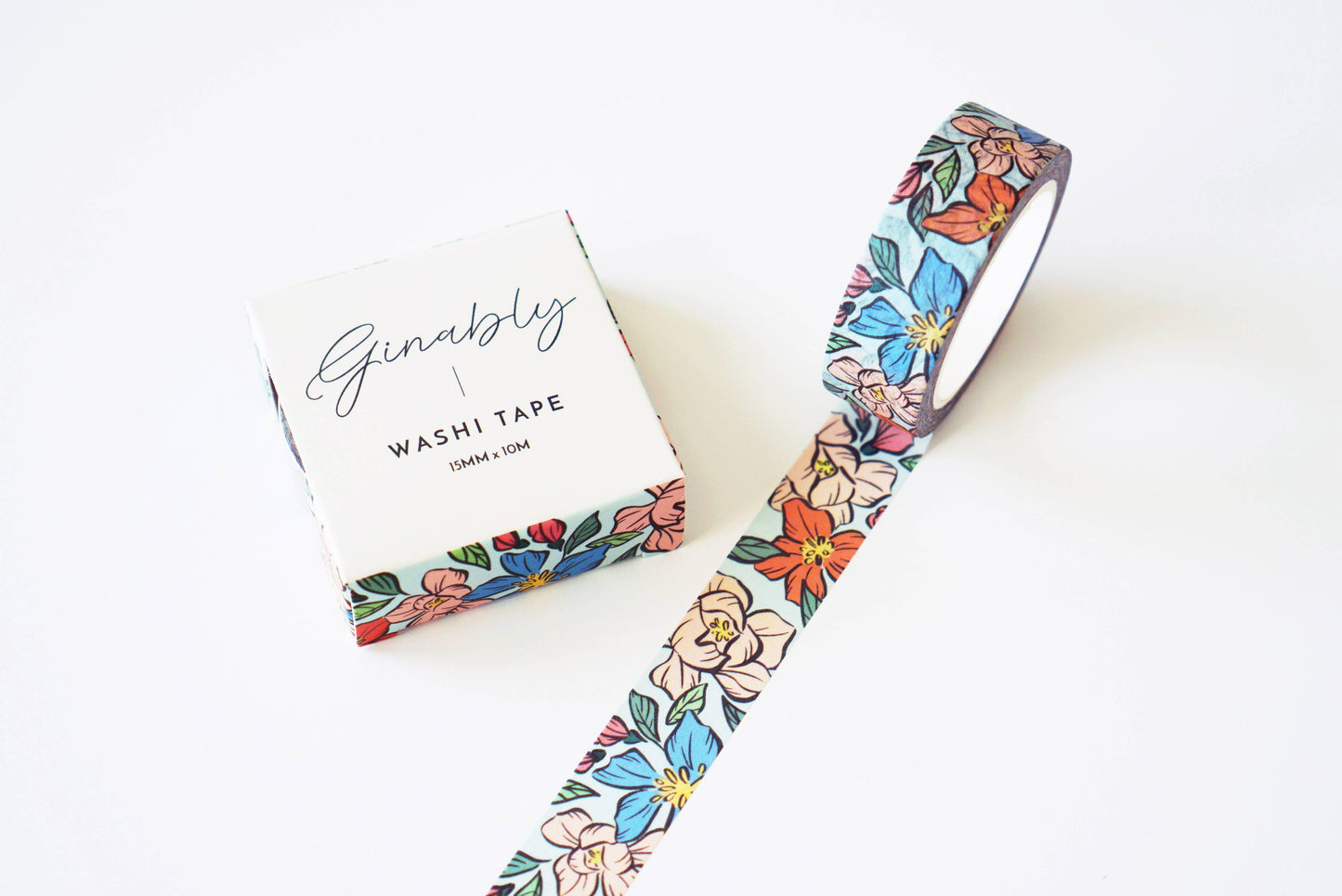 Blue Floral Illustration Washi Tape