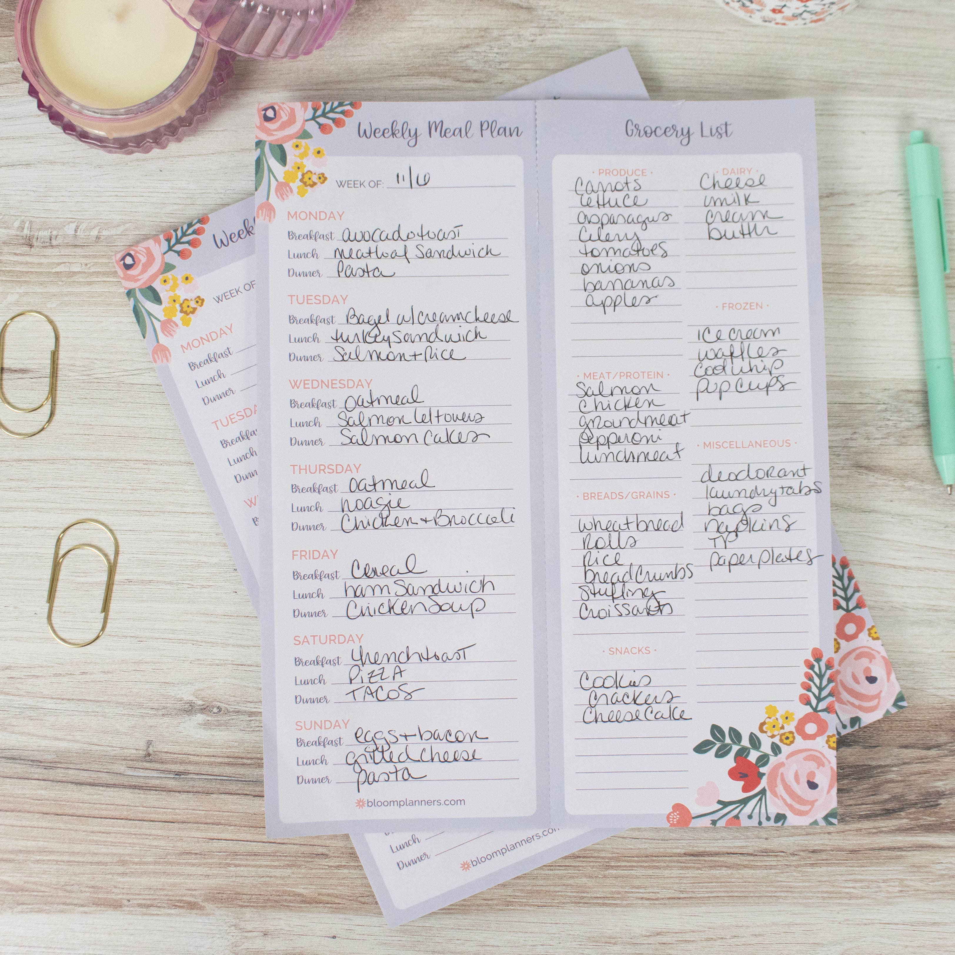 8.5x11 Meal Planning & Grocery Pad