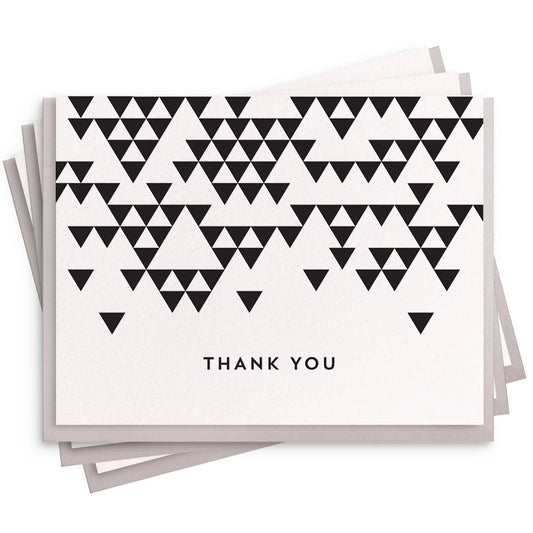 Thank You Triangle - Set Of 6 Letterpress Thank You  Cards