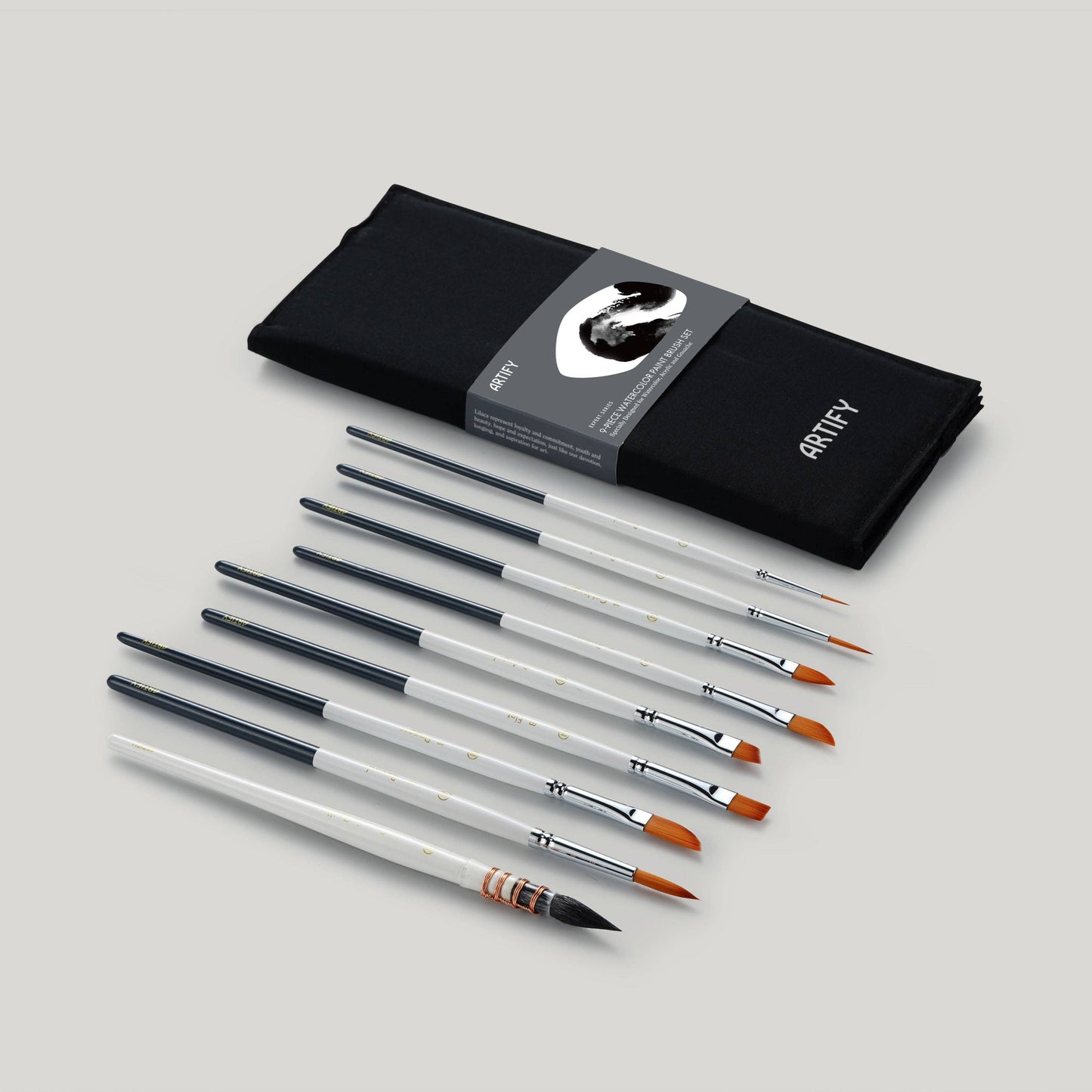 ARTIFY 9 PCS Travel Watercolor Brushes for Beginners & Pros: 9 PCS Camellias