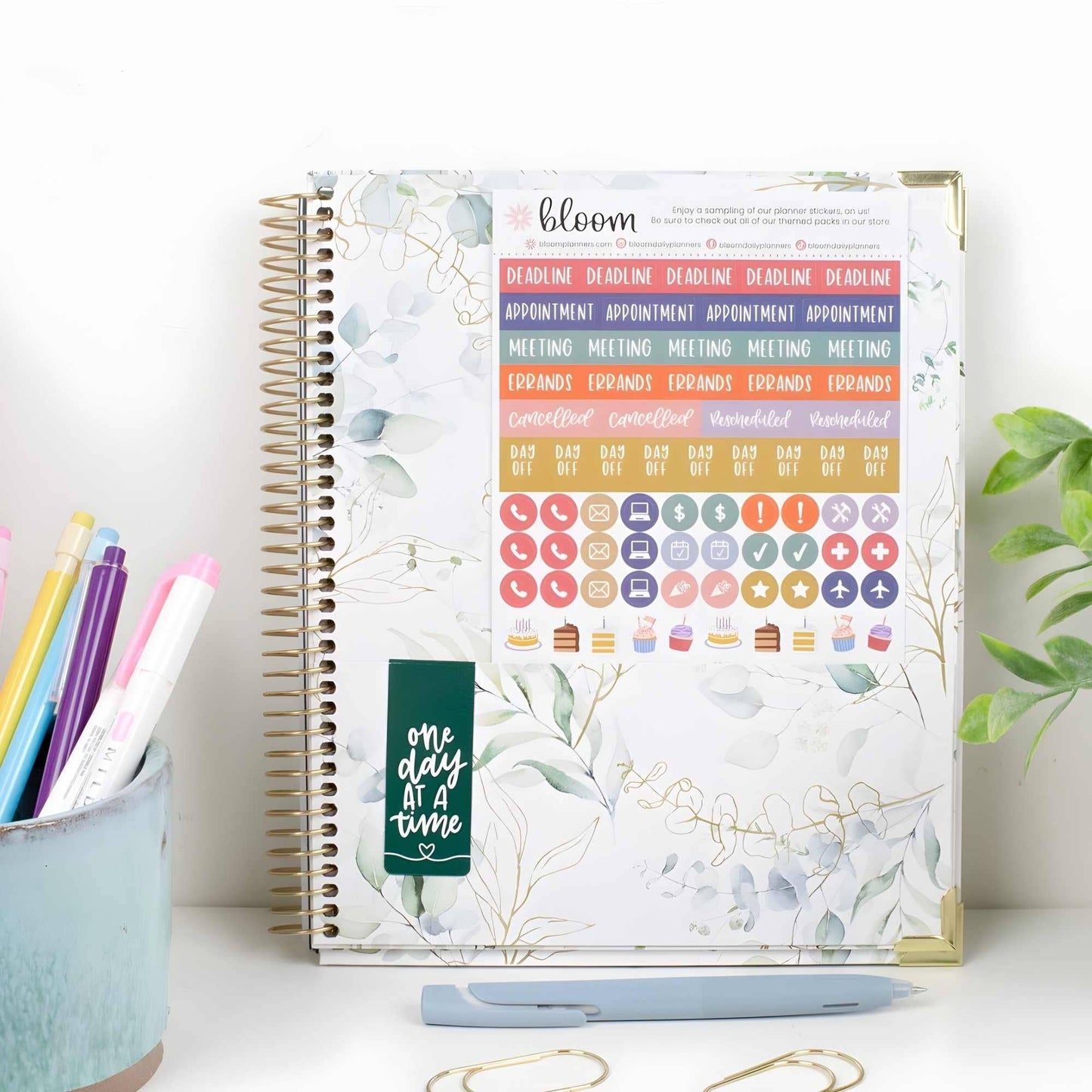2026-27 Hard Cover Academic Vision Planner, 7x9 Size: Eucalyptus White