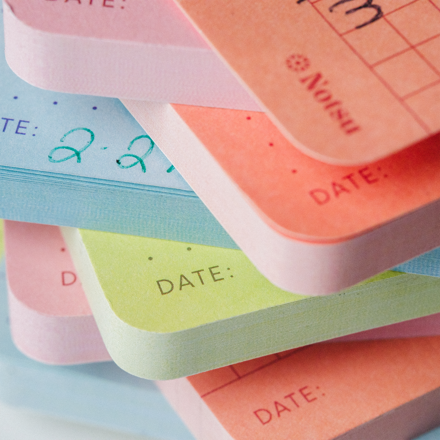 Notsu Dot Grid Sticky Notes 4pk | Premium Thick Paper 120g | Colorful Pastel Dotted Memo Pads with Date, 3" x 3"