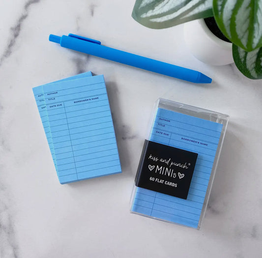 Mini Notecard Set of 60 - Library Checkout Card (Blue) 