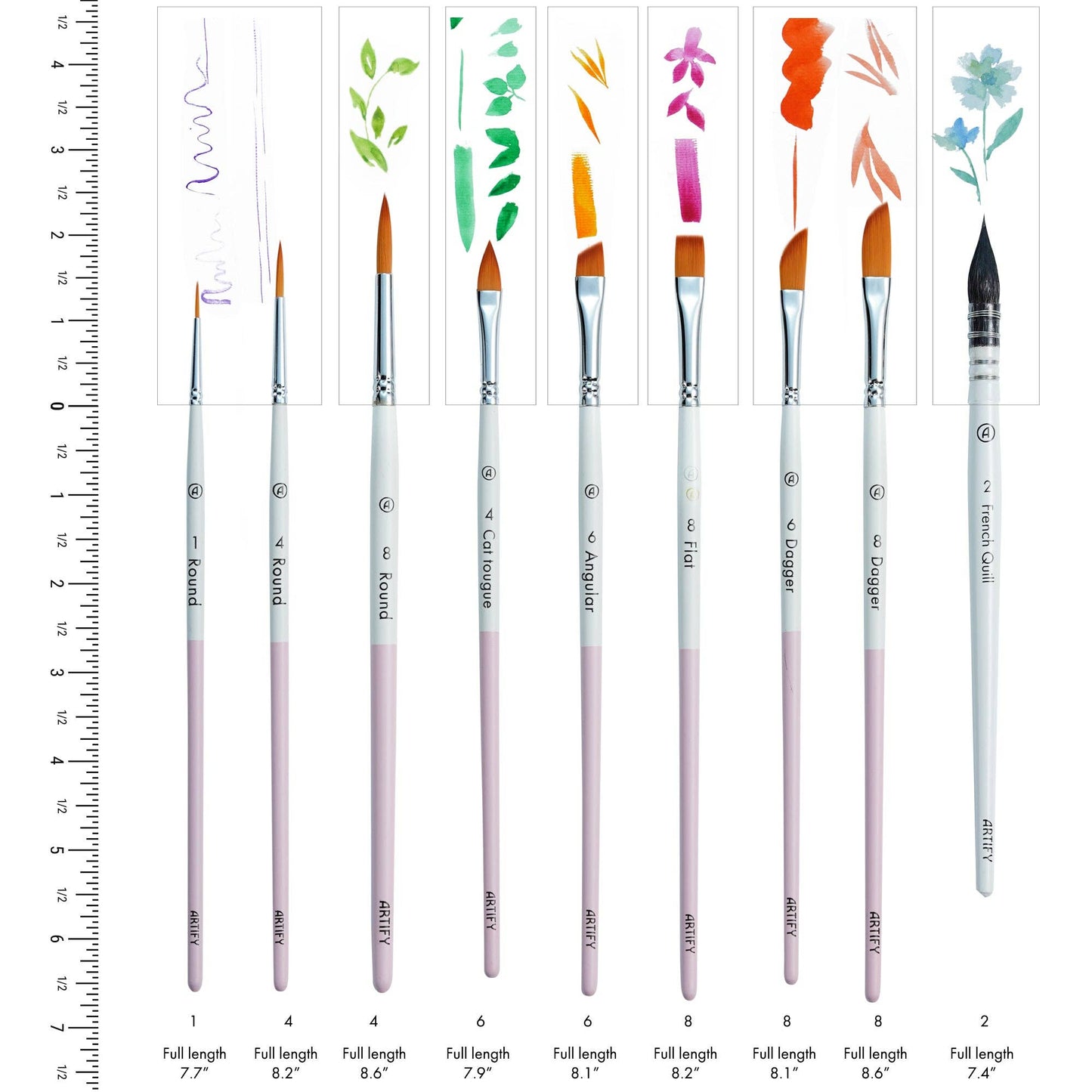 ARTIFY 9 PCS Travel Watercolor Brushes for Beginners & Pros: 9 PCS Camellias