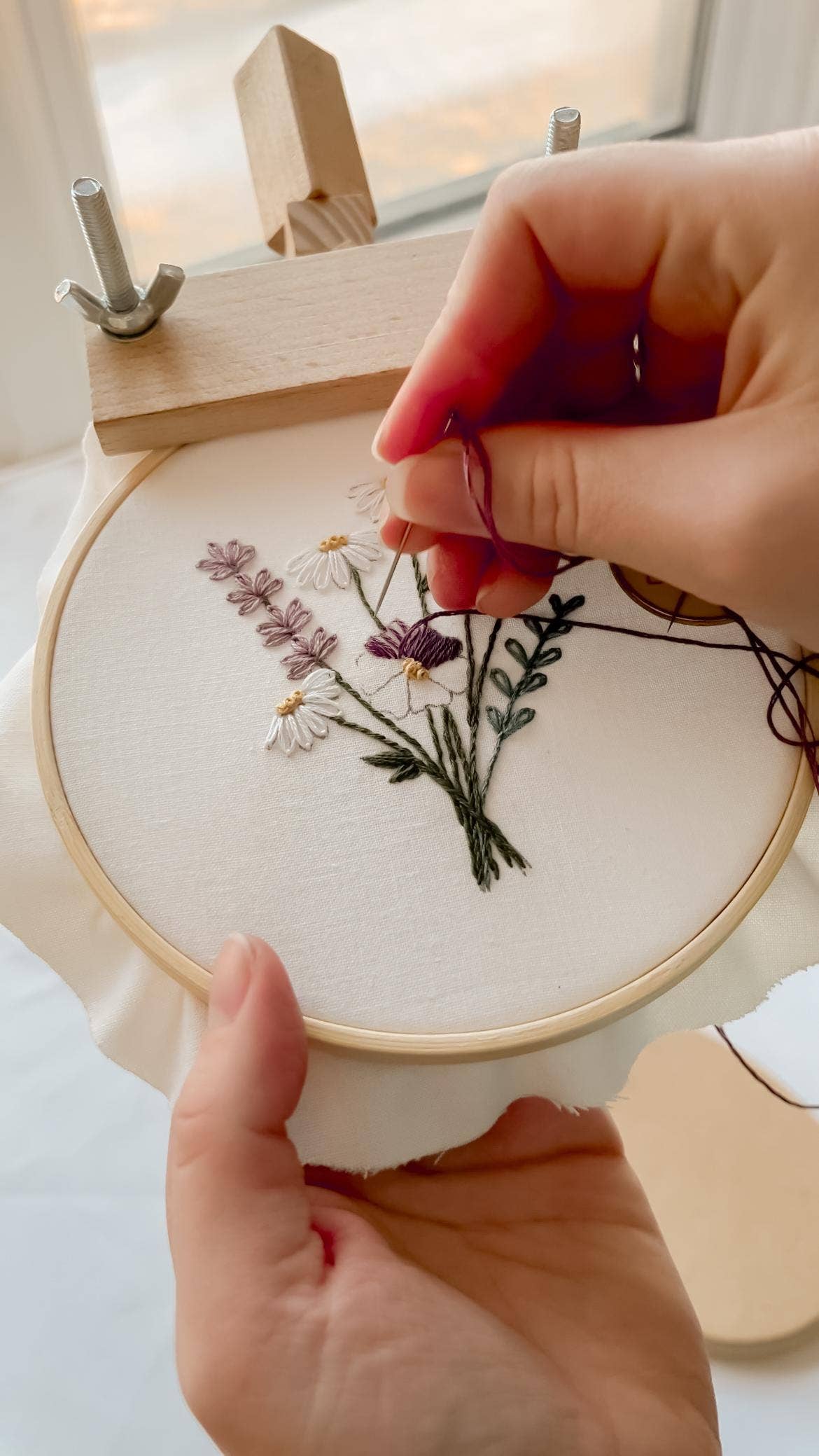 Lavender Flower Bouquet 6" Hoop DIY Embroidery Kit