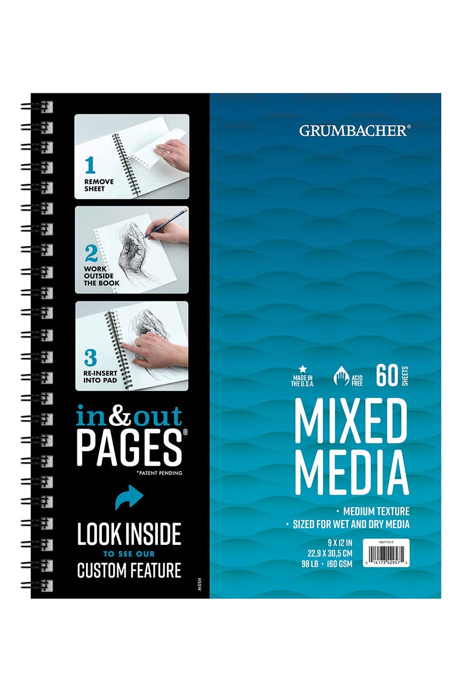 Grumbacher Mixed Media Pads: In & Out Pages® Side Wire Bound Pad / 5.5" x 8.5"