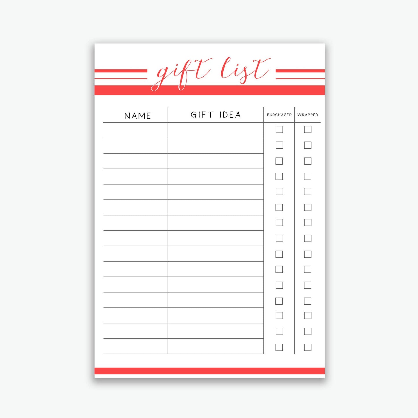 Notepad - gift list - holiday