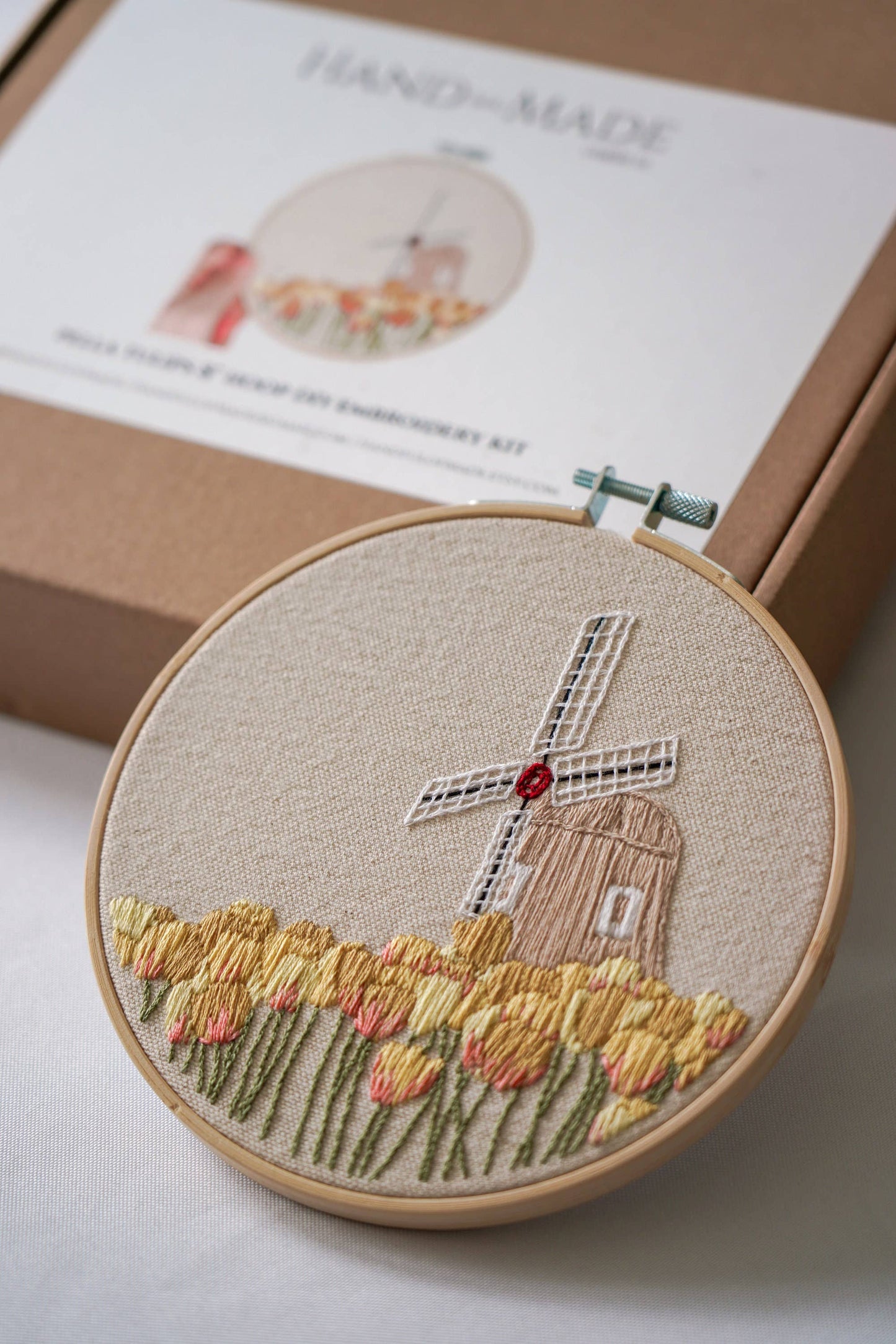 Dutch Tulips 6" Hoop DIY Embroidery Kit: Yellow