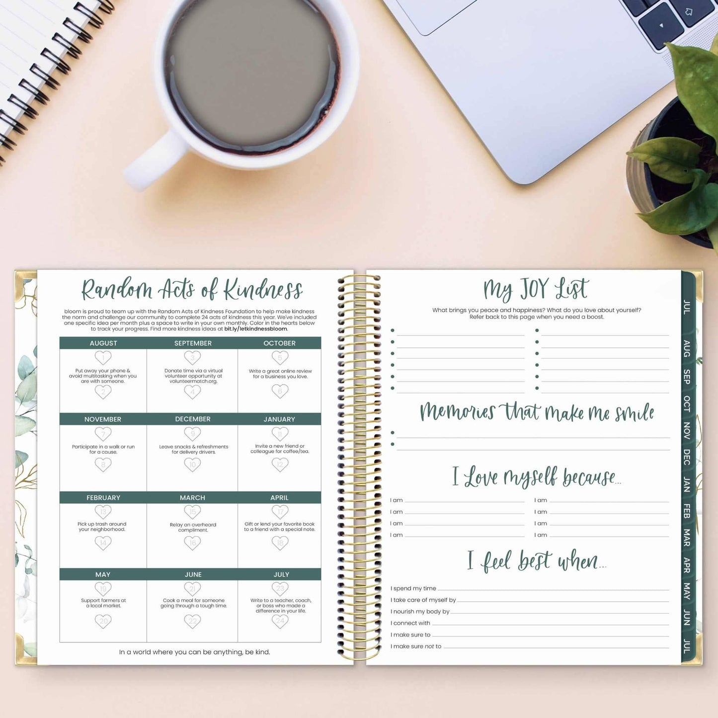 2026-27 Hard Cover Academic Vision Planner, 7x9 Size: Eucalyptus White