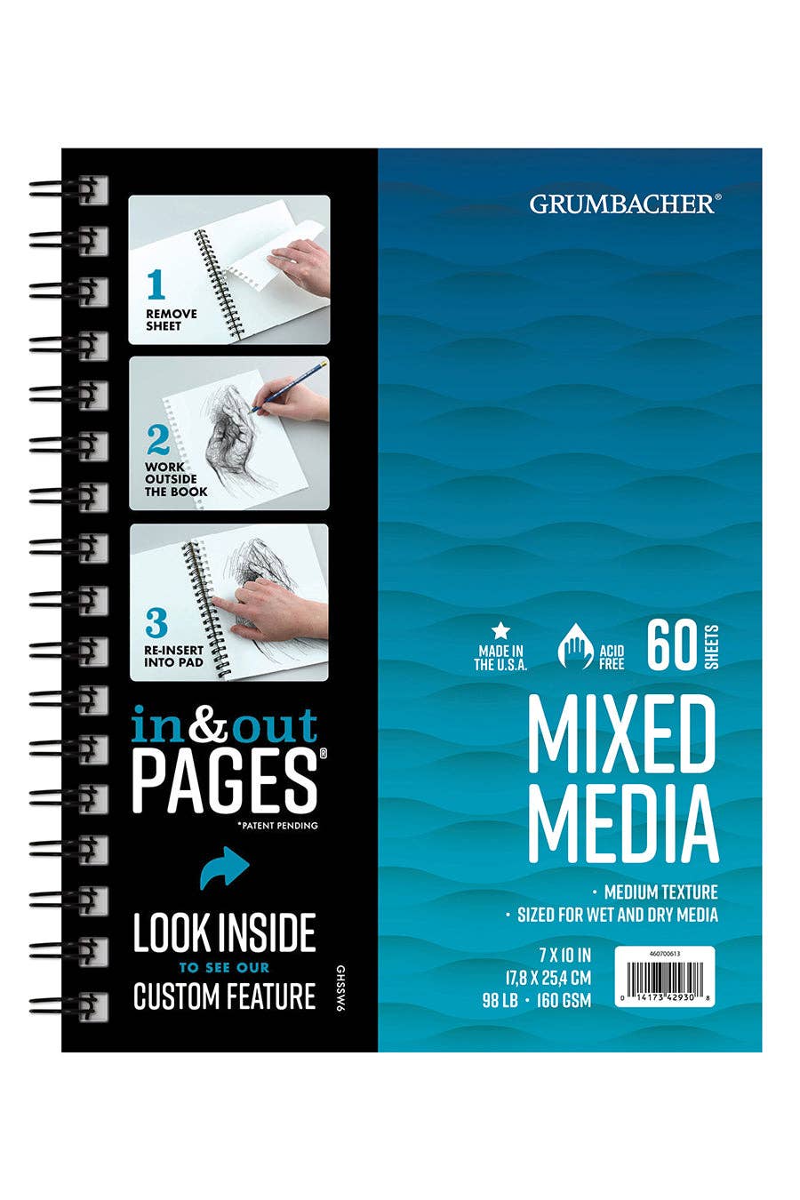 Grumbacher Mixed Media Pads: In & Out Pages® Side Wire Bound Pad / 5.5" x 8.5"