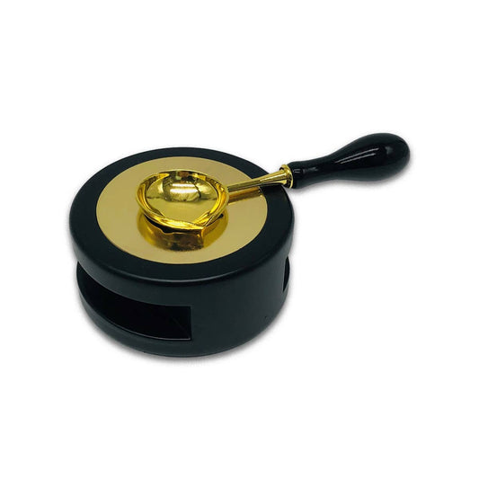 Sealing Wax Melting Desktop Set with Candle and Spoon: Black Melter