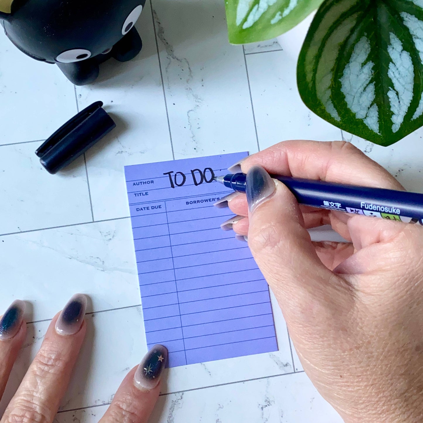 Mini Notecard Set of 60 - Library Card (Purple)