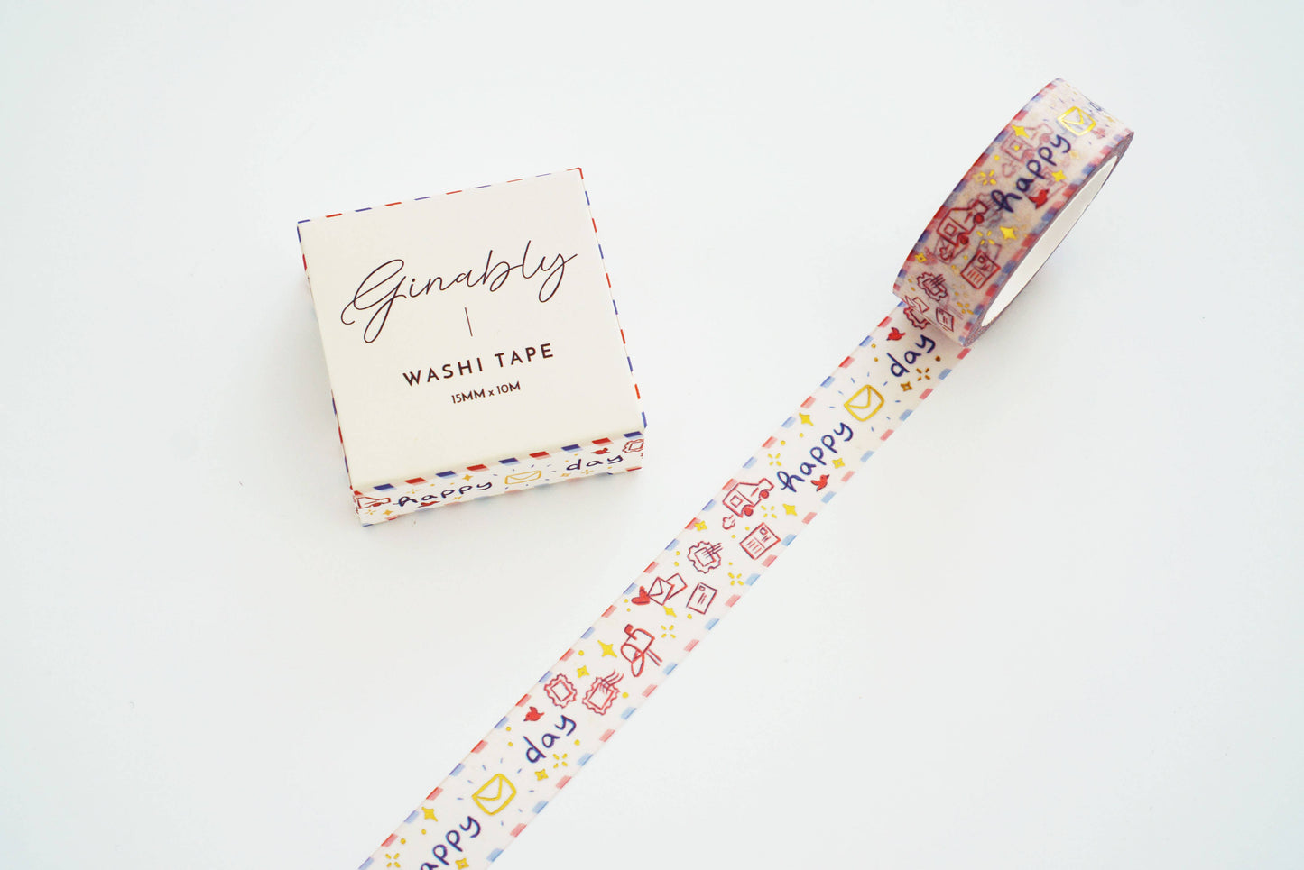 Happy Mail Day Gold Foil Washi Tape