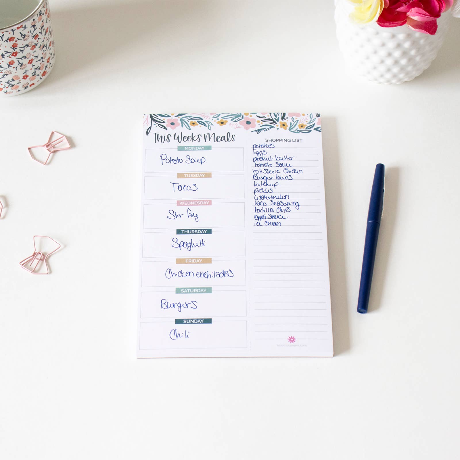 6x9 Magnetic Meal Planning Pad, Garden Blooms