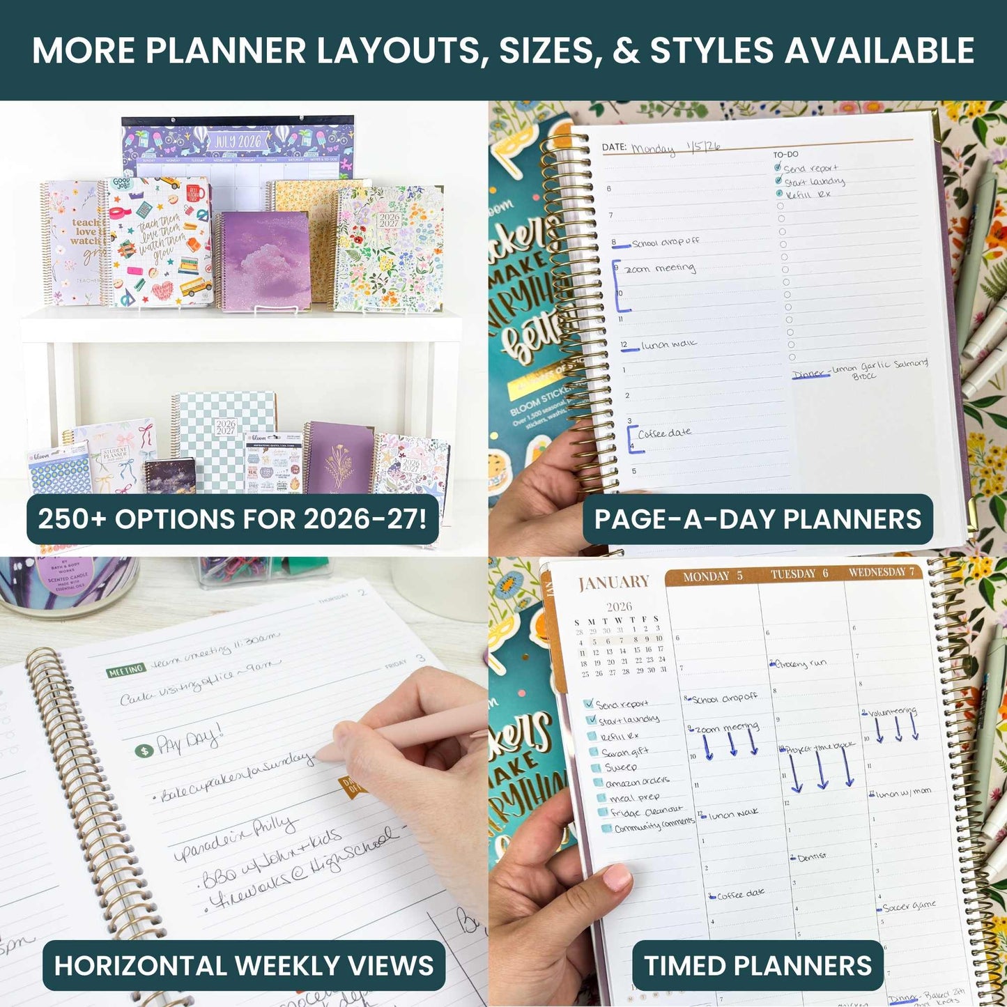 2026-27 Hard Cover Academic Vision Planner, 7x9 Size: Eucalyptus White