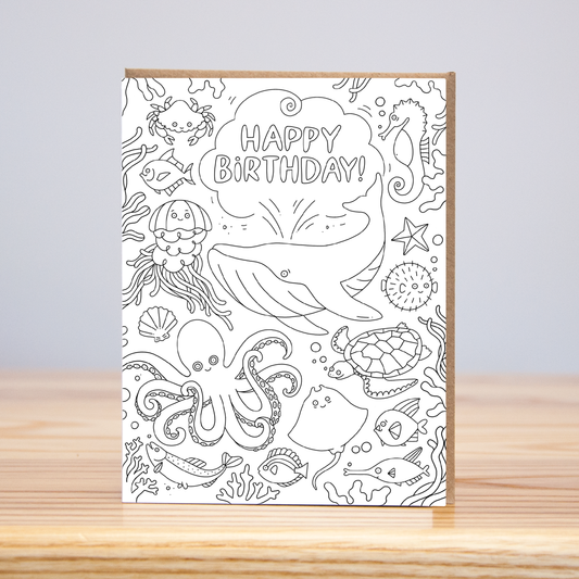Under The Sea Coloring Card (Letterpress): 4.125” x 5.5”