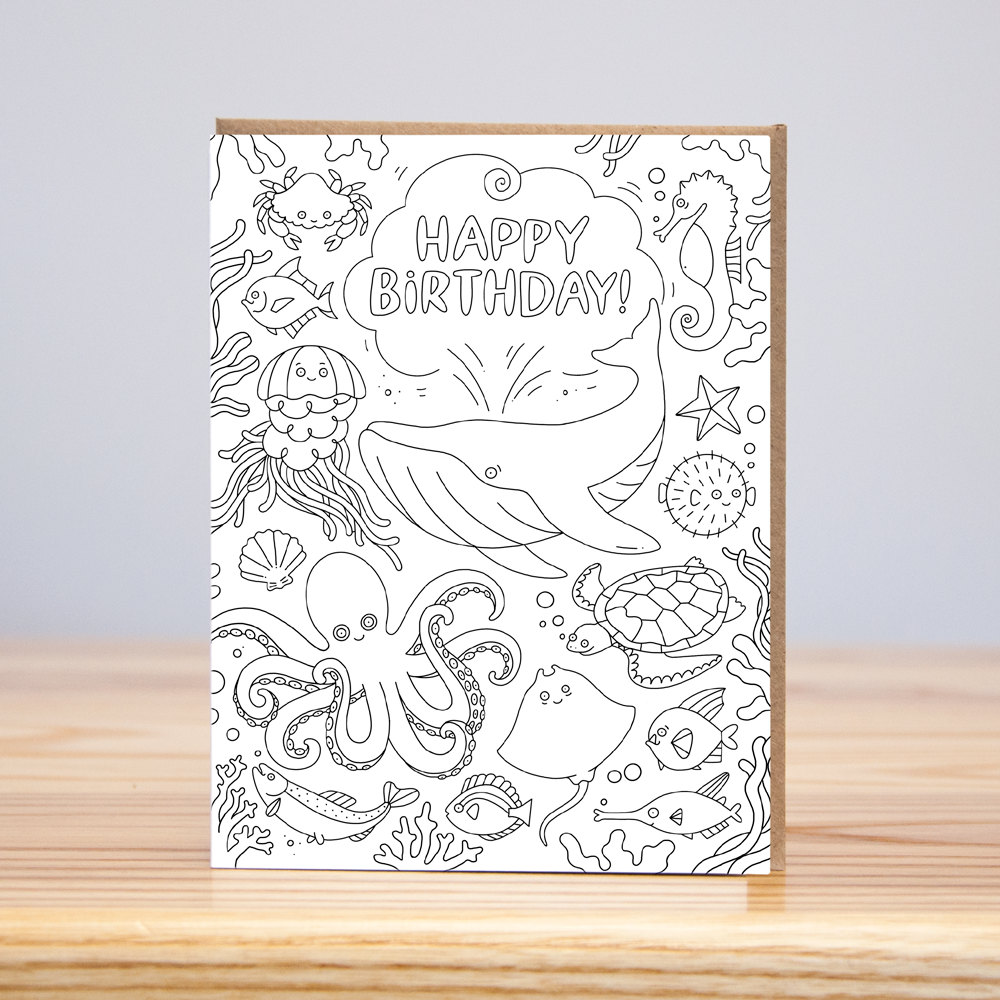 Letterpress Coloring Cards (Set of 6 - Letterpress): 4.125” x 5.5”