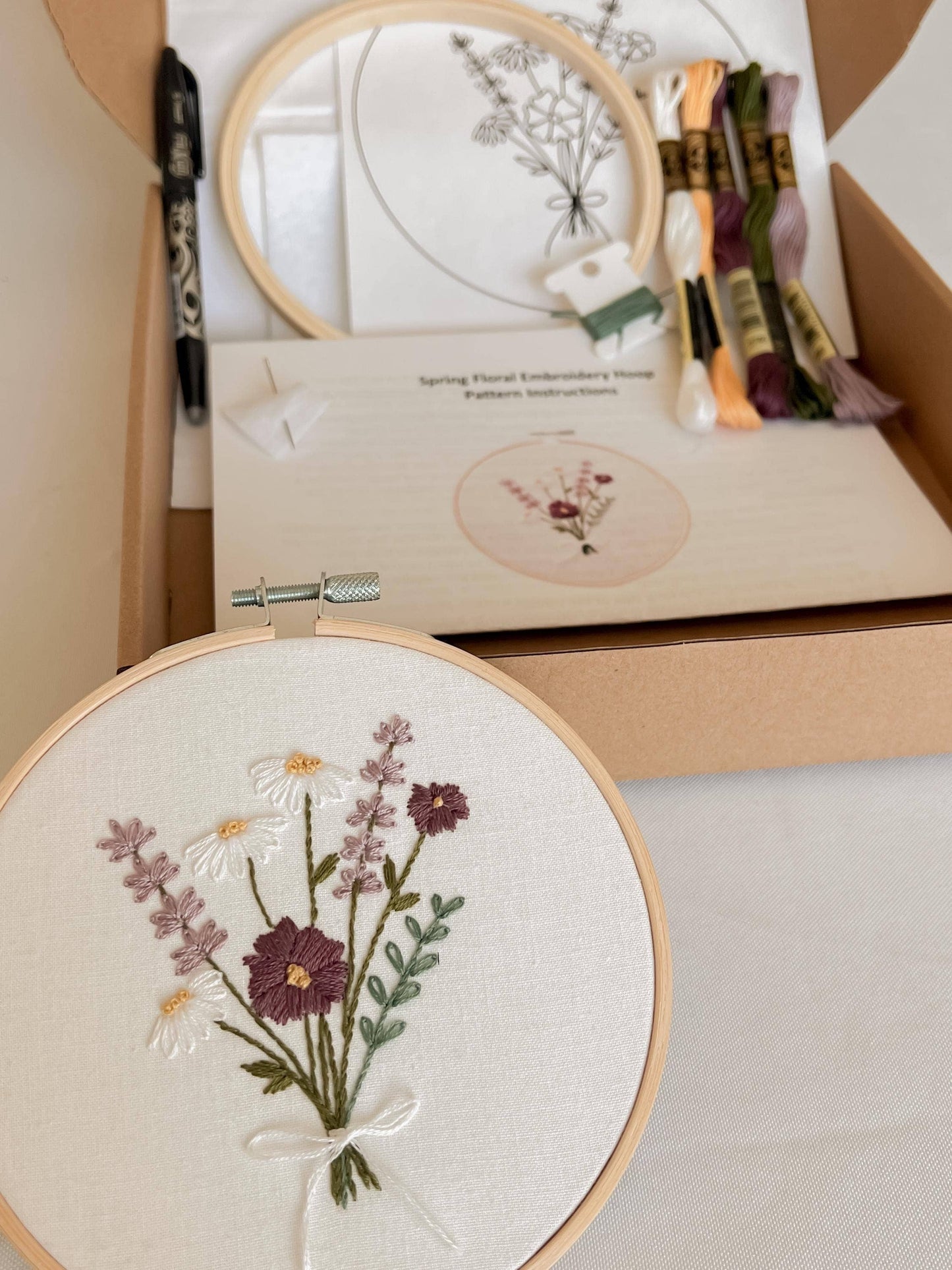 Lavender Flower Bouquet 6" Hoop DIY Embroidery Kit