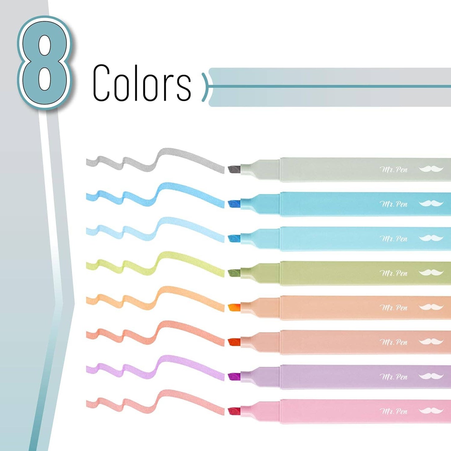 Aesthetic Highlighters, Pastel, 8 Pack: Morandi