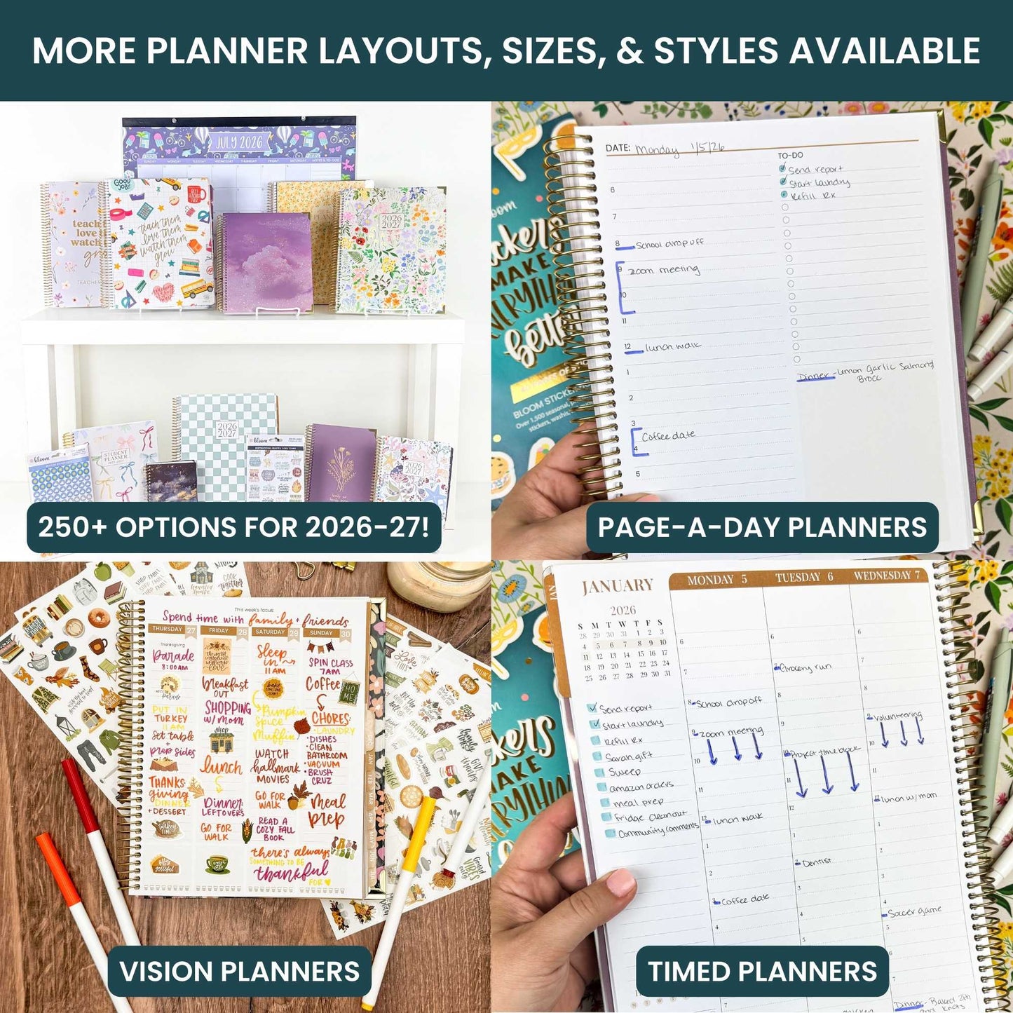 2026-27 Hard Cover Academic Planner, 5x8 Size (A5): Garden Party Beige