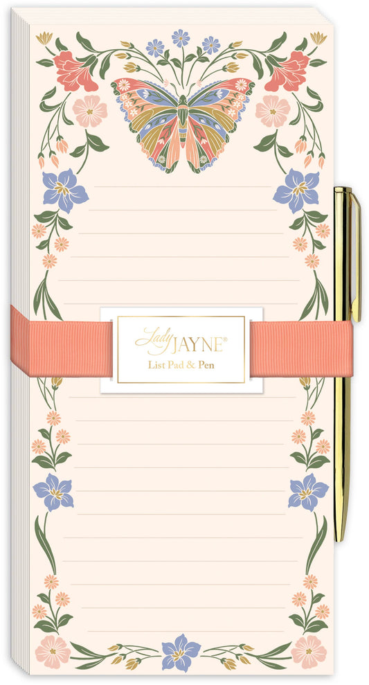 Butterfly Magnetic List Pad With Pen