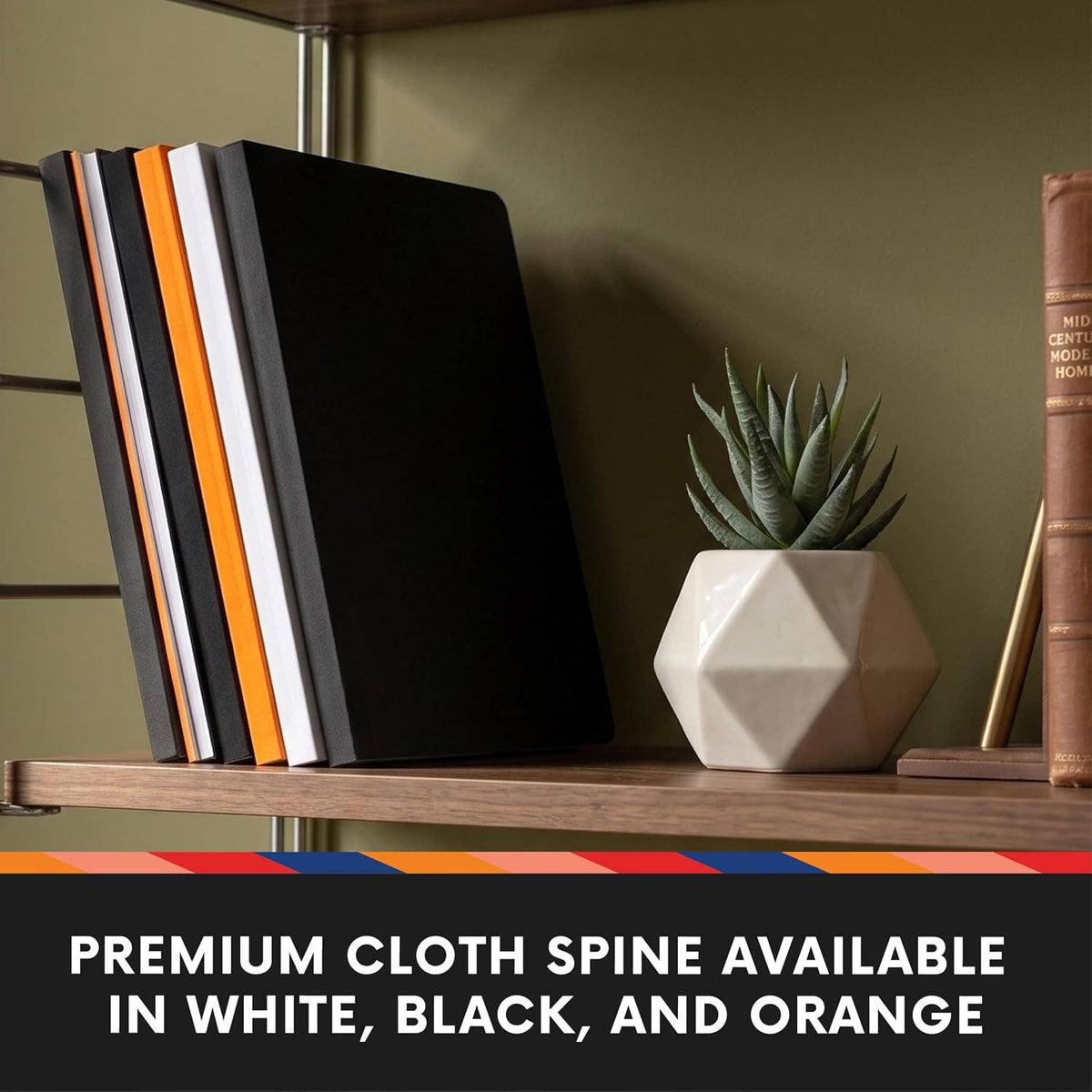 Lay Flat Dot Grid Notebook 6x8.5in, Black Spine