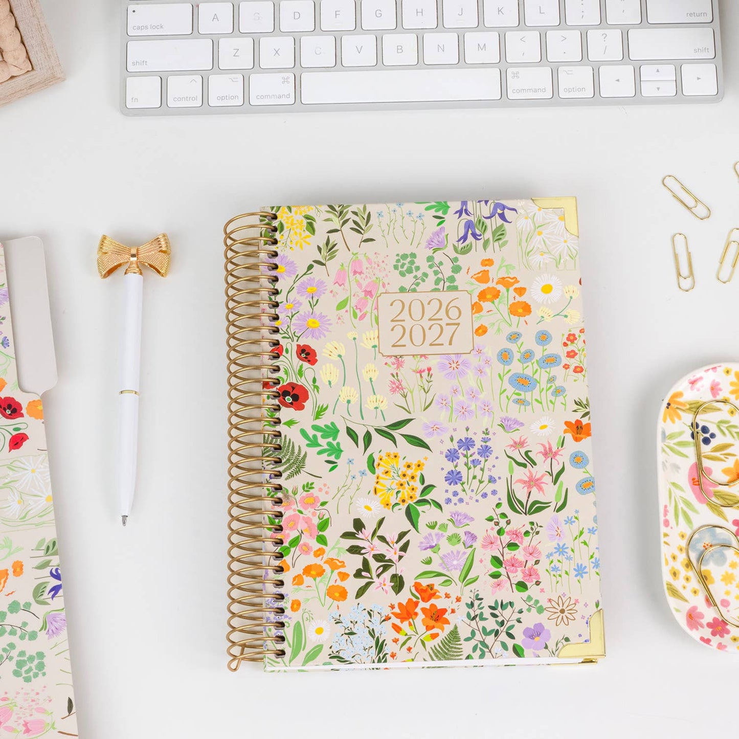 2026-27 Hard Cover Academic Planner, 5x8 Size (A5): Garden Party Beige
