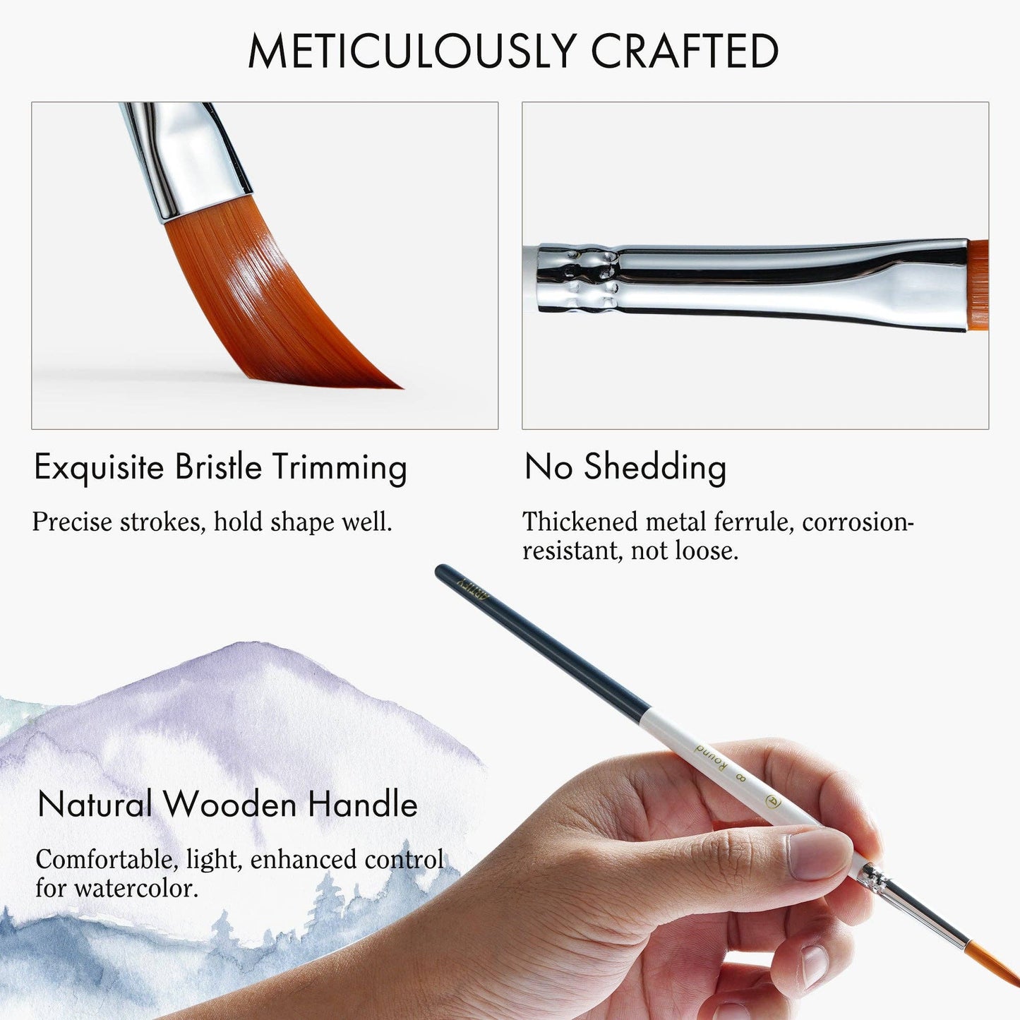 ARTIFY 9 PCS Travel Watercolor Brushes for Beginners & Pros: 9 PCS Camellias