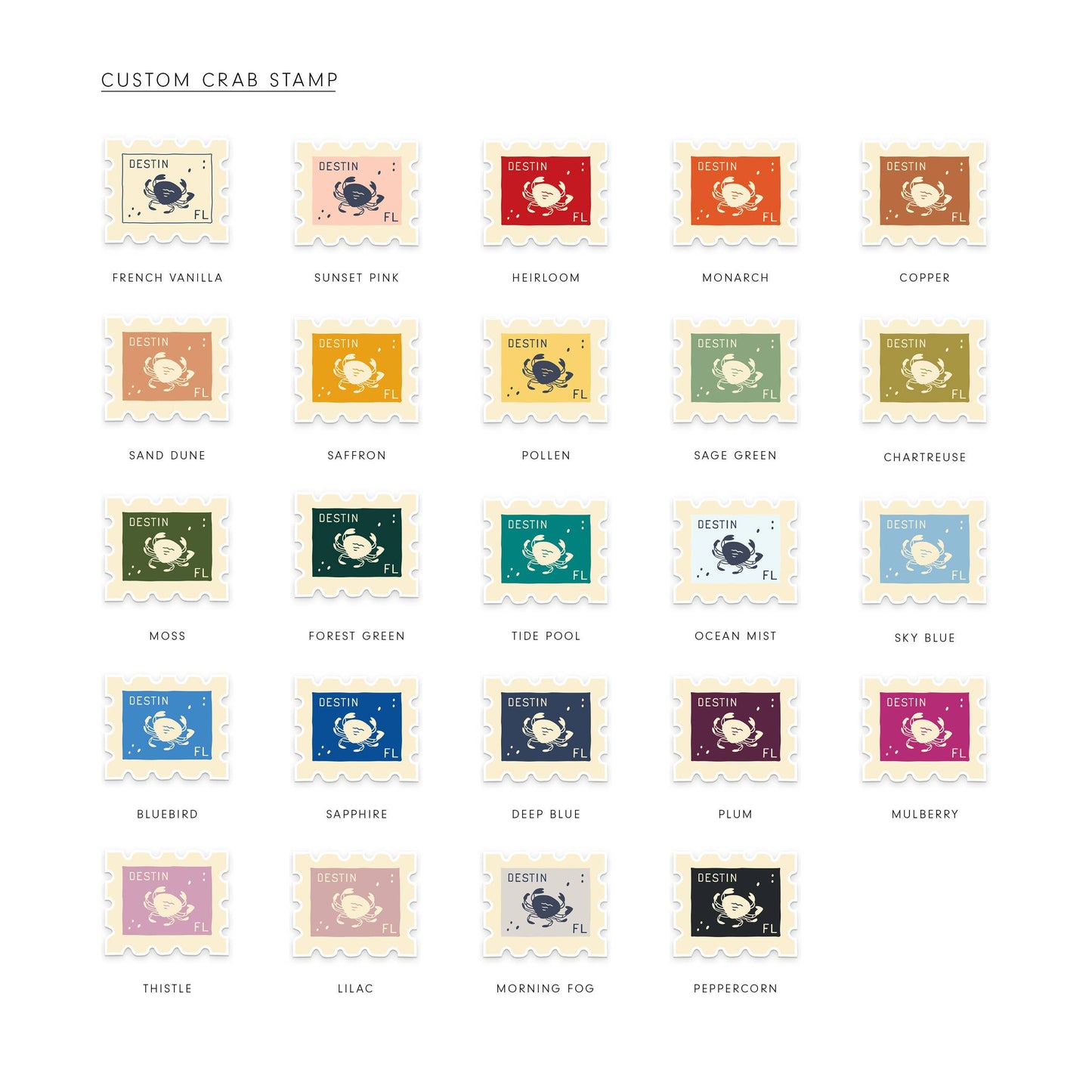 Custom City Stamp Sticker: Sapphire / Flower
