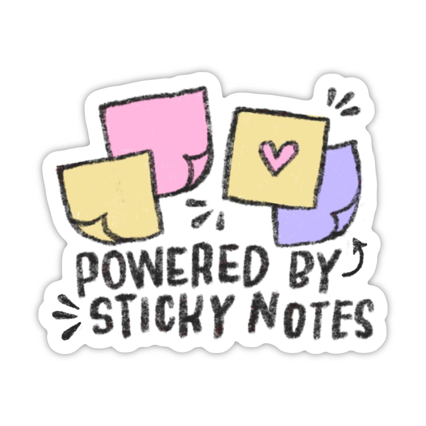 "Powered by sticky notes" Back to School Sticker