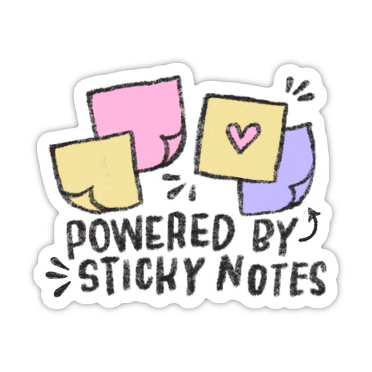 "Powered by sticky notes" Back to School Sticker