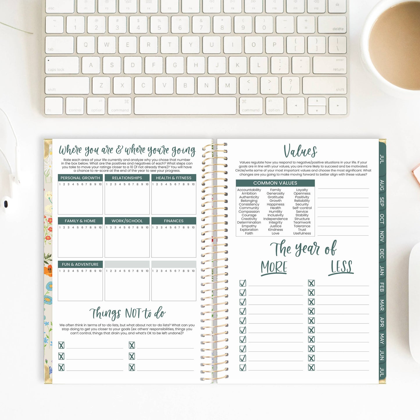 2026-27 Hard Cover Academic Planner, 5x8 Size (A5): Garden Party Beige