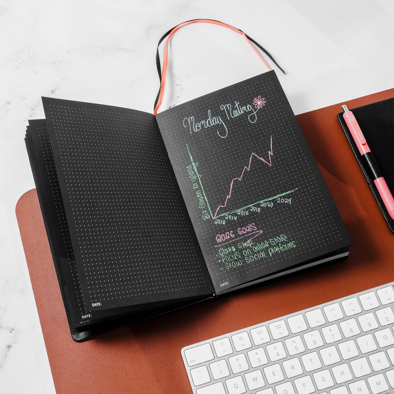 Pitch Black Dot Grid Notebook | (Black Pages) A5 & B5 Sizes : A5