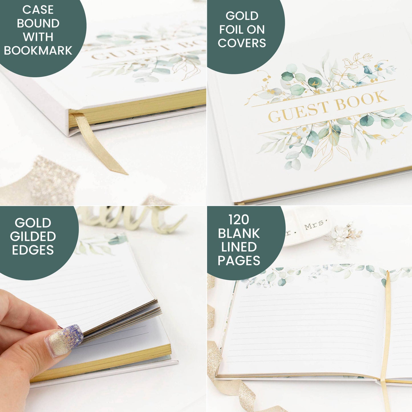 Guest Book / Guest Planner - Gold Floral