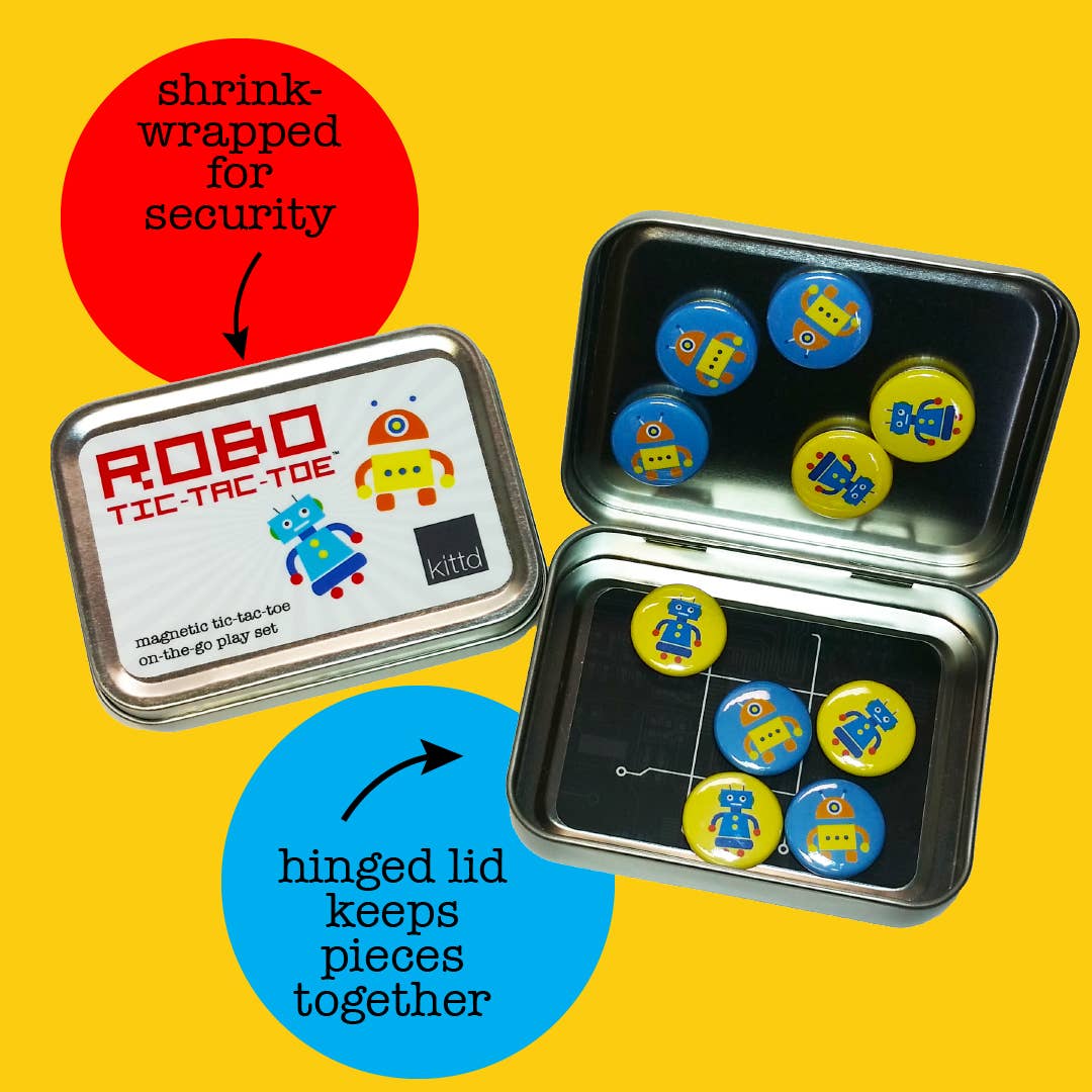 ROBO Tic-Tac-Toe On-the-Go Kids Summer Travel Game Play Set Kids Gift