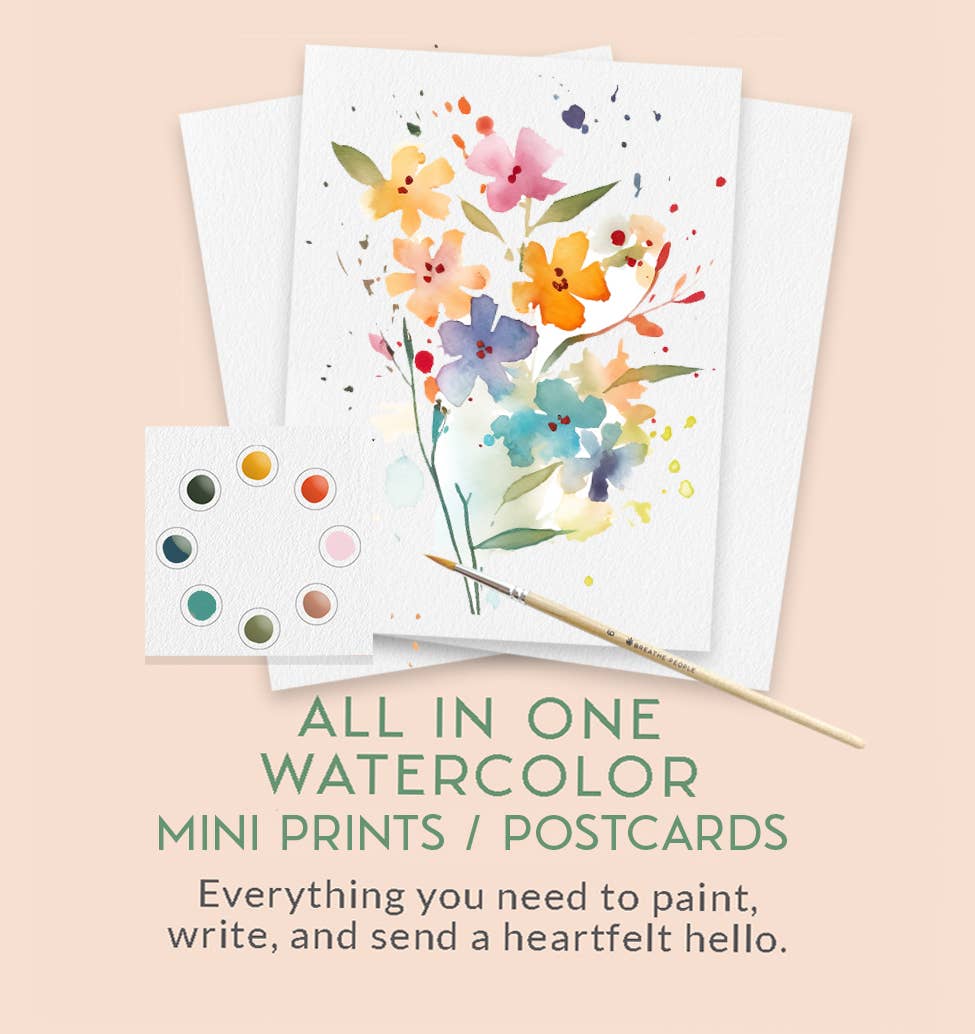 All in One Watercolor Paint Set / Postcards : Summer Flowers