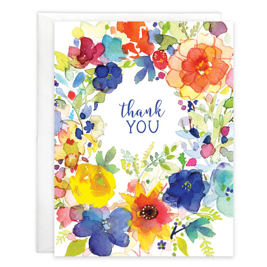 Boxed/Packaged Blank Note - Thank You All Flowers: Cello Pack of 8