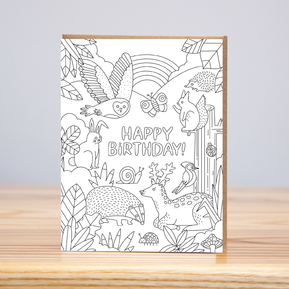 Letterpress Coloring Cards (Set of 6 - Letterpress): 4.125” x 5.5”