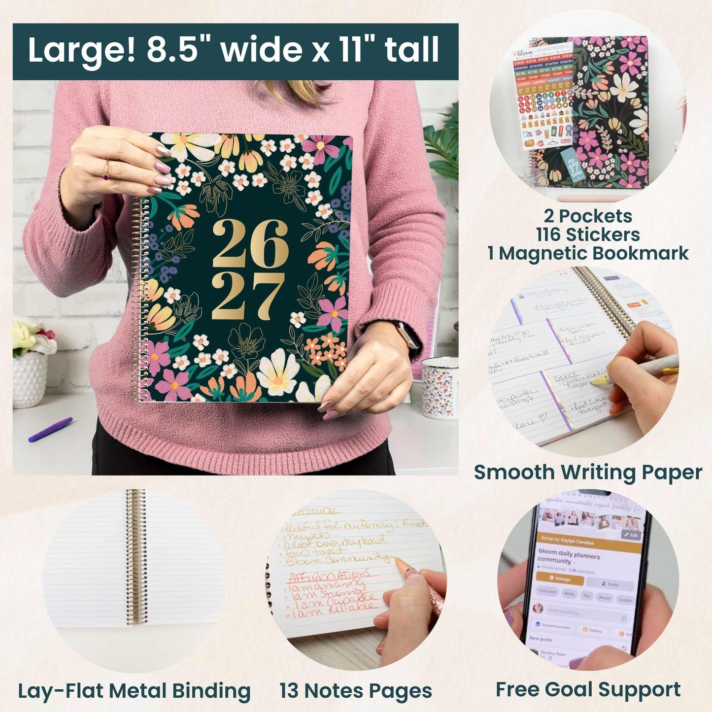 2026-27 Soft Cover Academic Planner, 8.5x11 Size: Whimsical Wildflowers