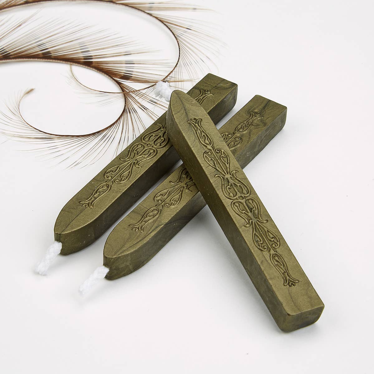 Sealing Wax Sticks with wick 3PK- 25+ colors: Chocolate/Gold/Moss Green