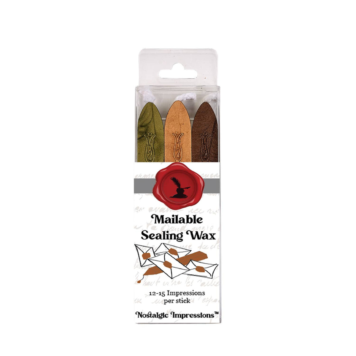 Sealing Wax Sticks with wick 3PK- 25+ colors: Chocolate/Gold/Moss Green